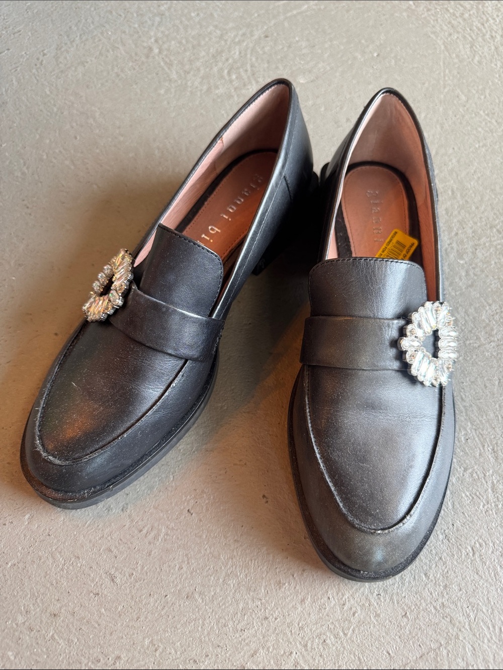 Gianni Bini Charcoal Loafers with Crystal Buckle Accent
